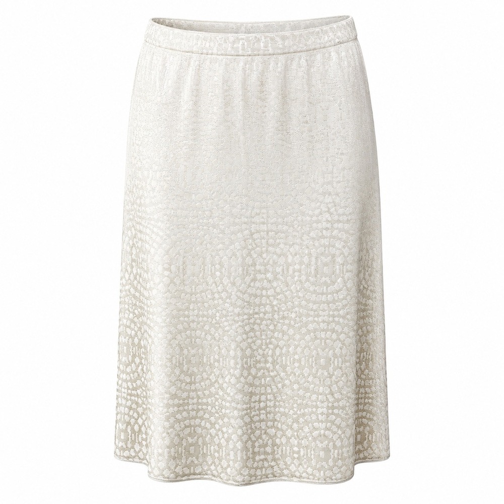 Ming Wang Womens 3X White Silver Geometric Jacquard Knit Midi Pencil Skirt B6B